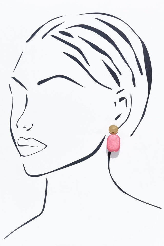 Ariel Hot Pink Rectangle Drop Earrings