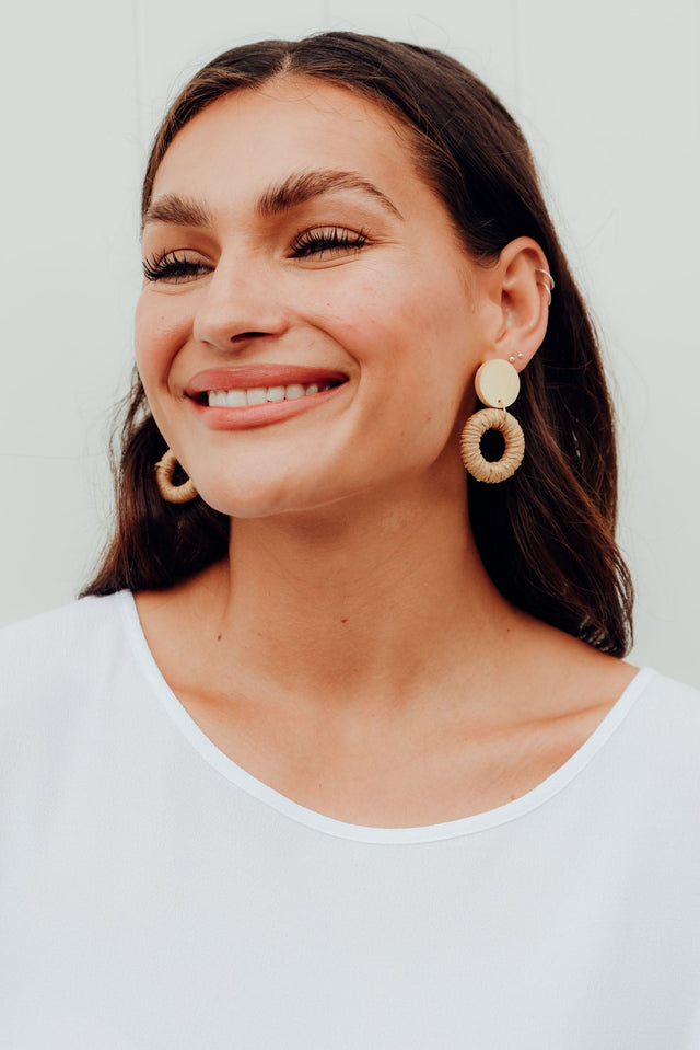 Arli Tan Woven Earrings image 2