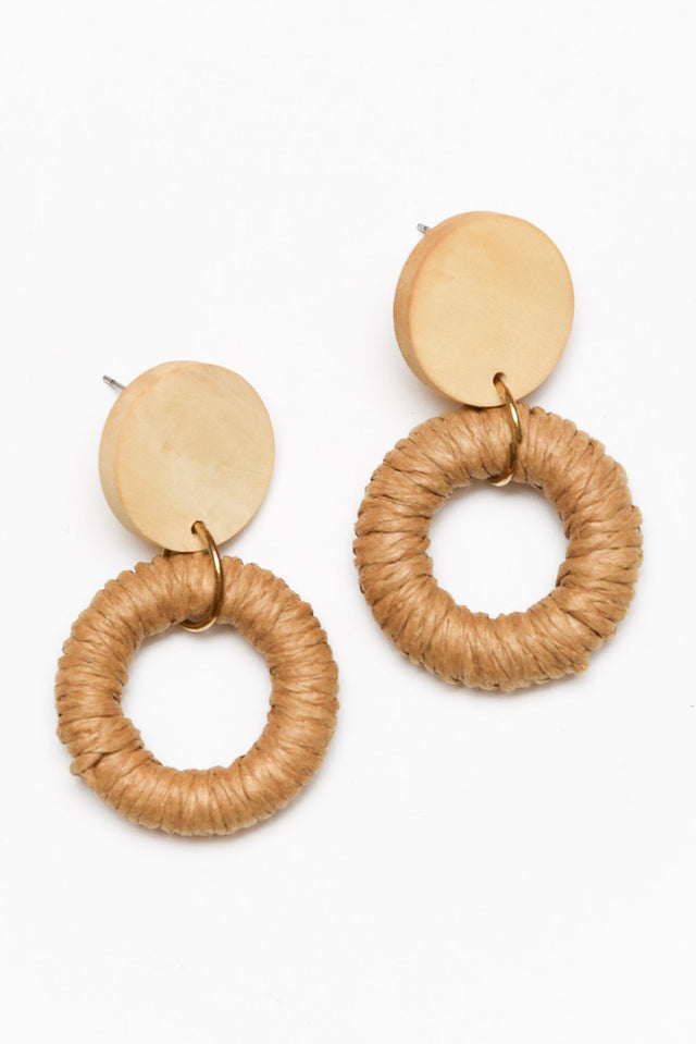 Arli Tan Woven Earrings image 1
