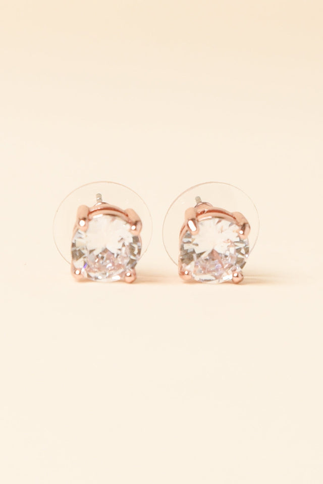 Ballet Rose Gold Diamante Stud Earrings image 1