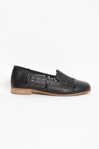 Bayliss Black Leather Cut Out Loafer