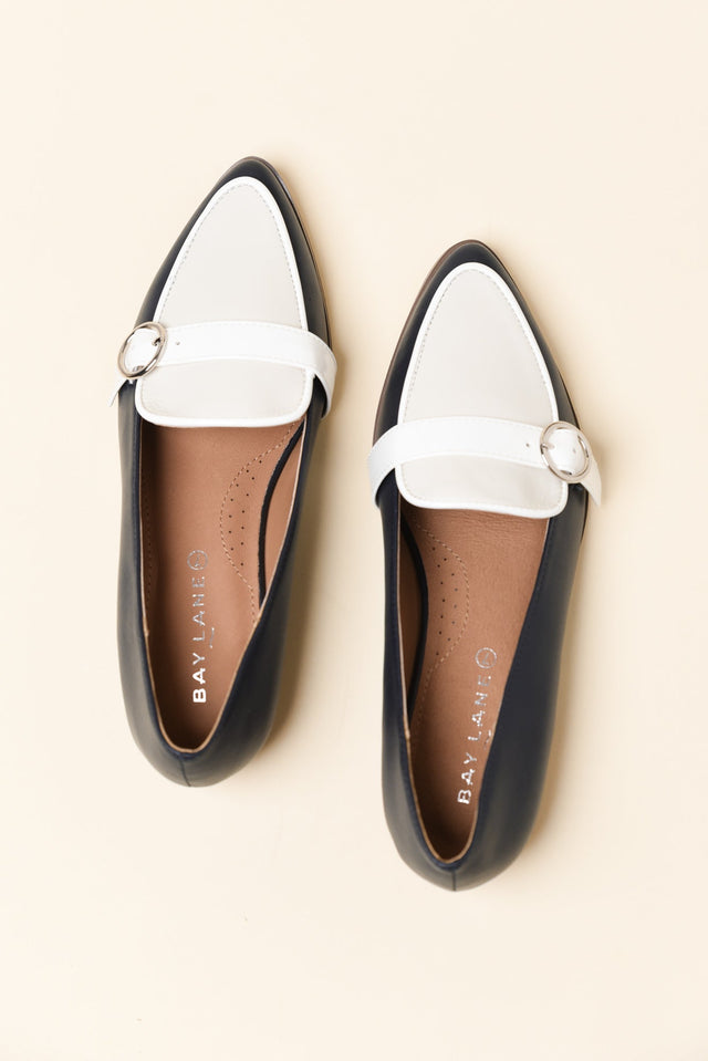 Boston Navy Contrast Leather Loafer image 4