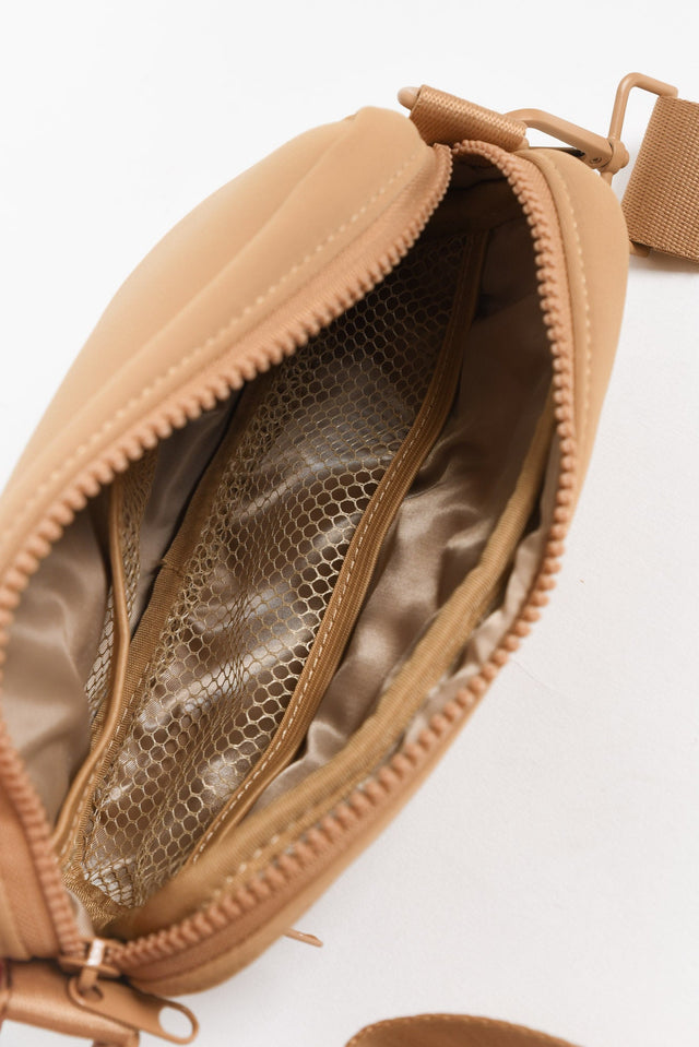 Brodie Beige Neoprene Mini Crossbody Bag