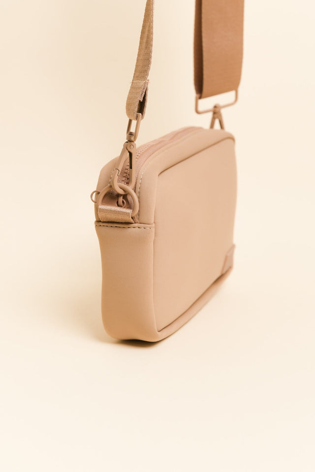 Brodie Beige Neoprene Mini Crossbody Bag