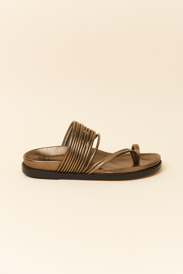 Carmelle Bronze Leather Strappy Slide