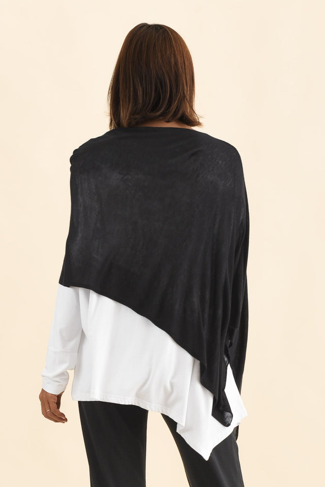 Carrie Black Cashmere Bamboo Poncho image 4
