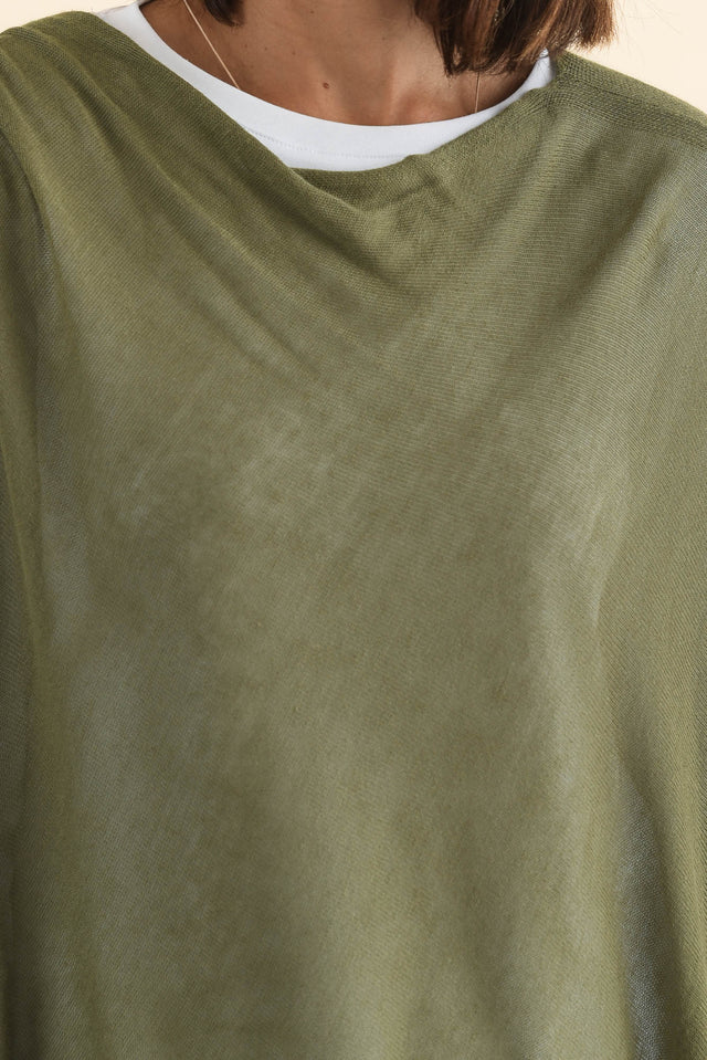 Carrie Olive Cashmere Bamboo Poncho image 6