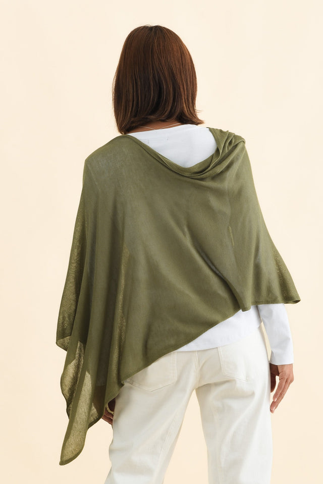 Carrie Olive Cashmere Bamboo Poncho image 5