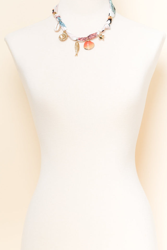 Carti Pink Shell Fabric Necklace