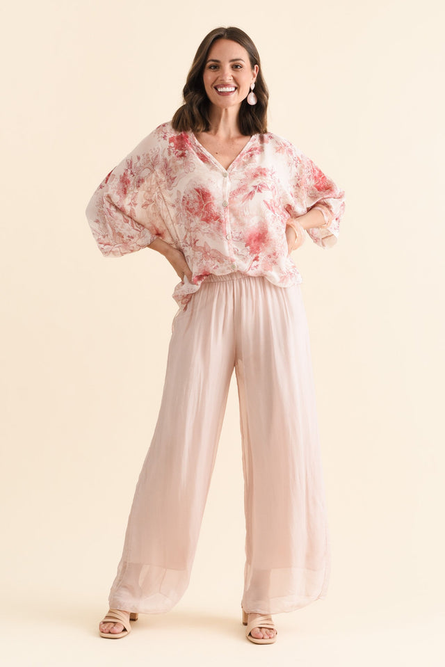 Cathleen Pink Floral Silk Blouse banner image