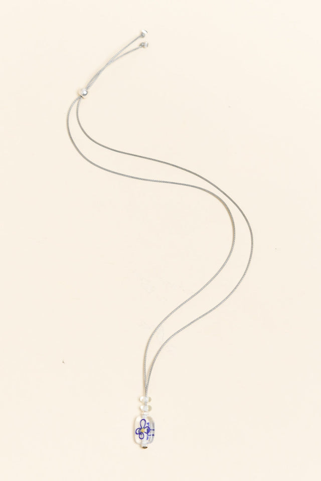 Cecily Blue Flower Glass Beaded Necklace