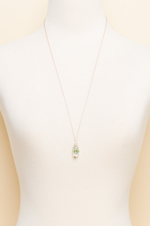 Cecily Green Flower Glass Beaded Necklace