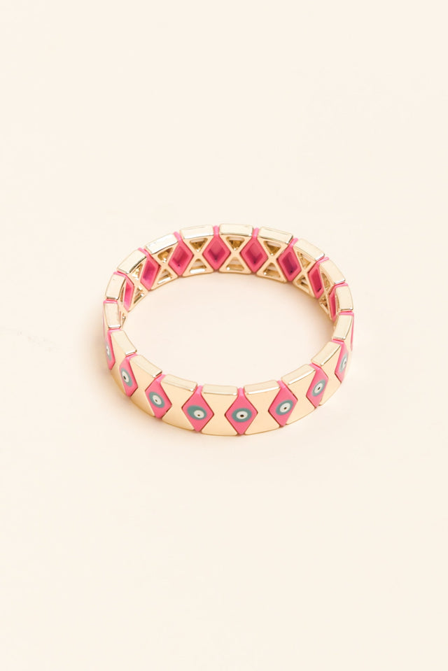 Celeste Pink Beaded Eye Bracelet