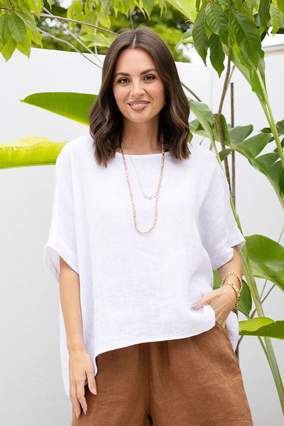Chaya White Linen Top