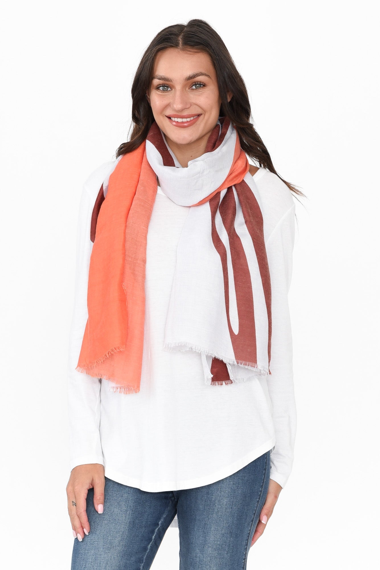 Crane Rust Contrast Scarf - Blue Bungalow USA