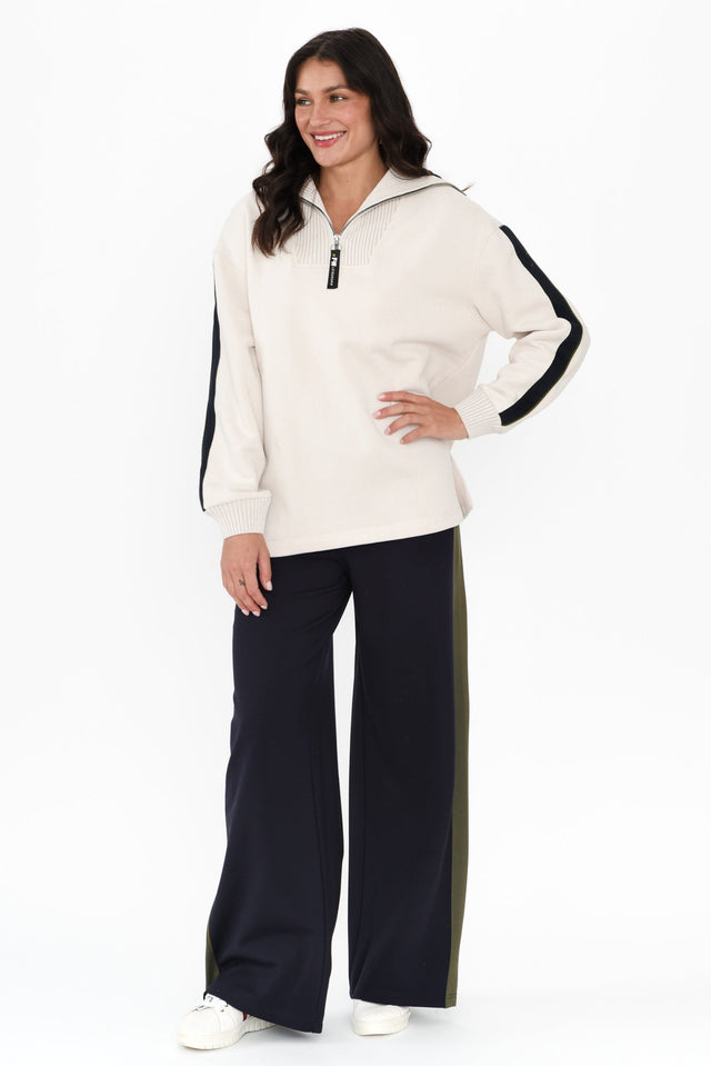 Juno Navy Stripe Stretch Pants banner image