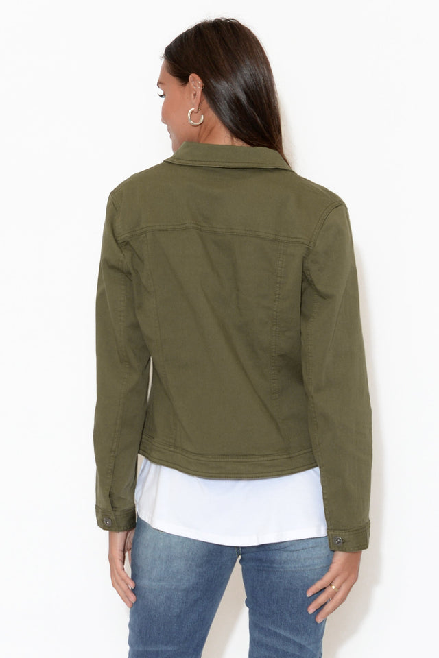 Danielle Khaki Stretch Jean Jacket image 4