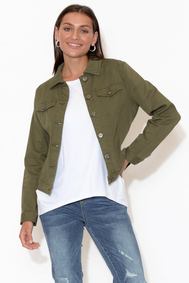 Danielle Khaki Stretch Jean Jacket