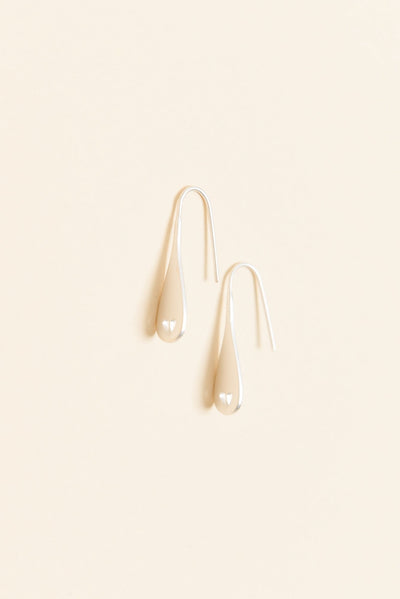 Delia Silver Heart Drop Earrings