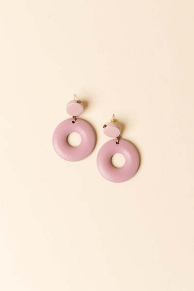 Dia Pink Circle Drop Earrings