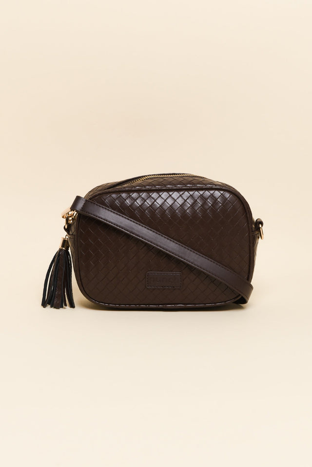 Disco Brown Woven Crossbody Bag image 1