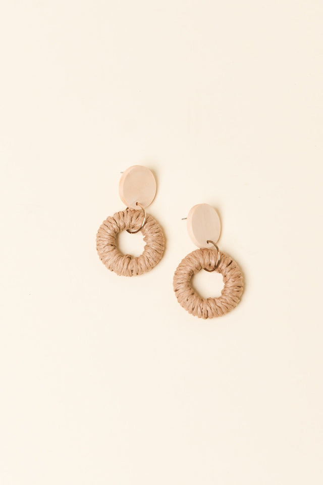 Dome Natural Rattan Disc Earrings image 1