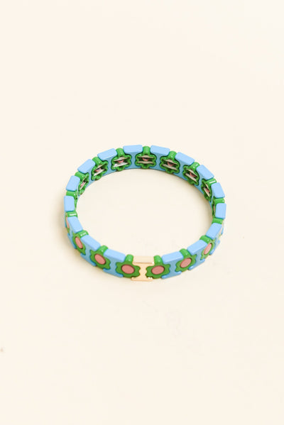 Elke Blue Daisy Beaded Bracelet