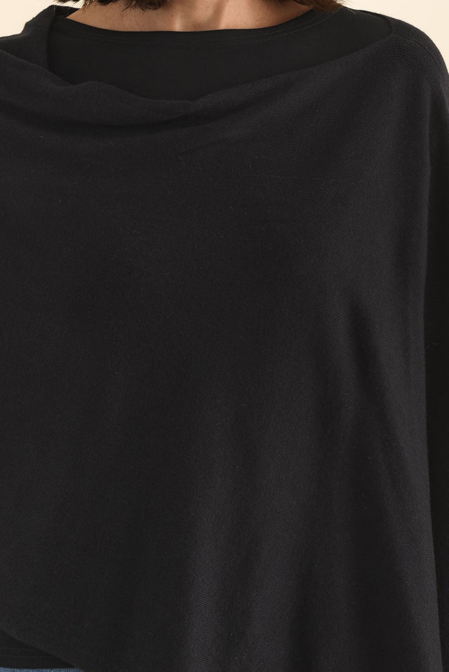 Elorie Black Cotton Cashmere Poncho image 5
