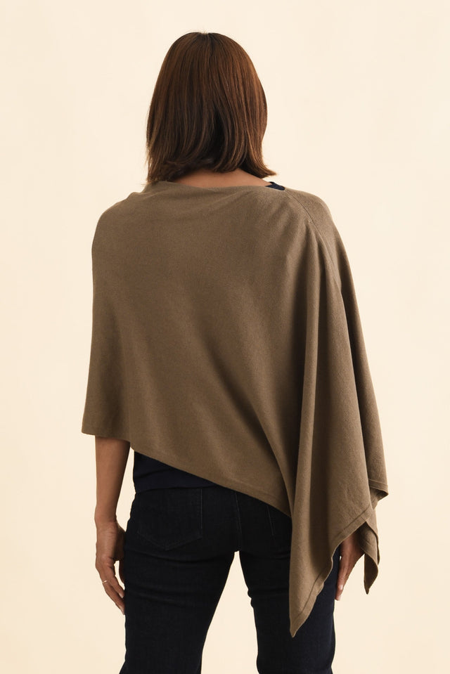 Elorie Khaki Cotton Cashmere Poncho image 4