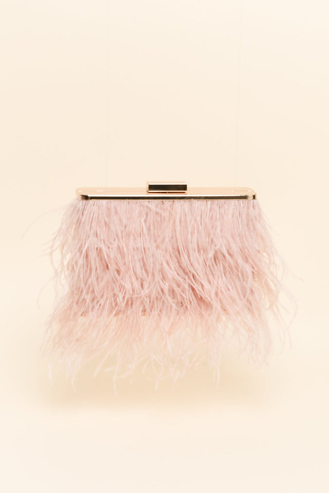 Estelle Blush Feather Clutch