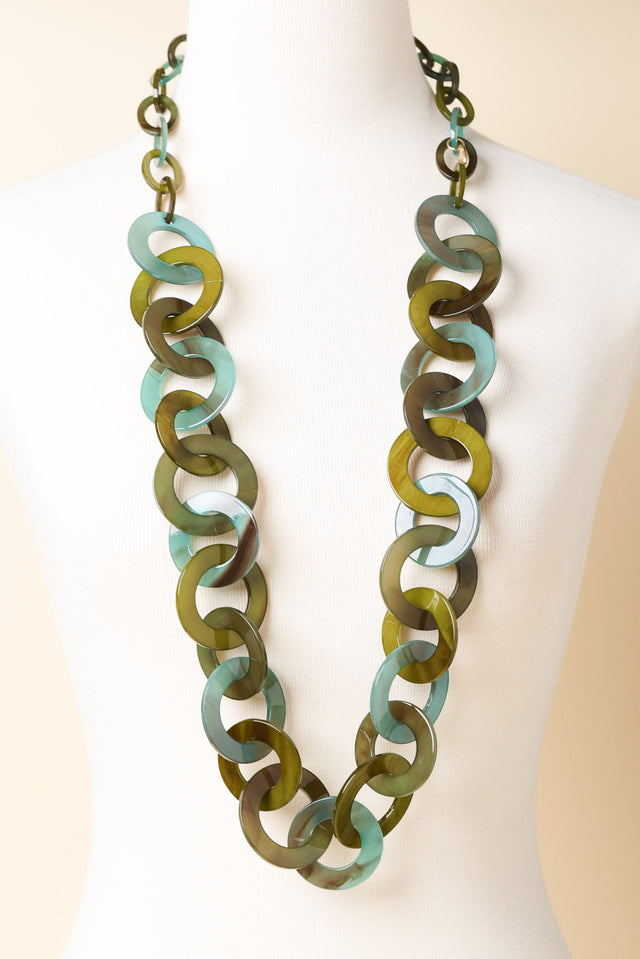 Evans Teal Linked Necklace