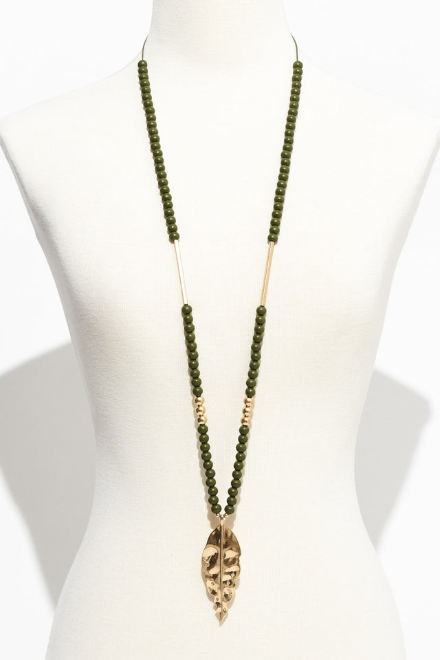 Fidan Green Leaf Pendant Necklace image 2