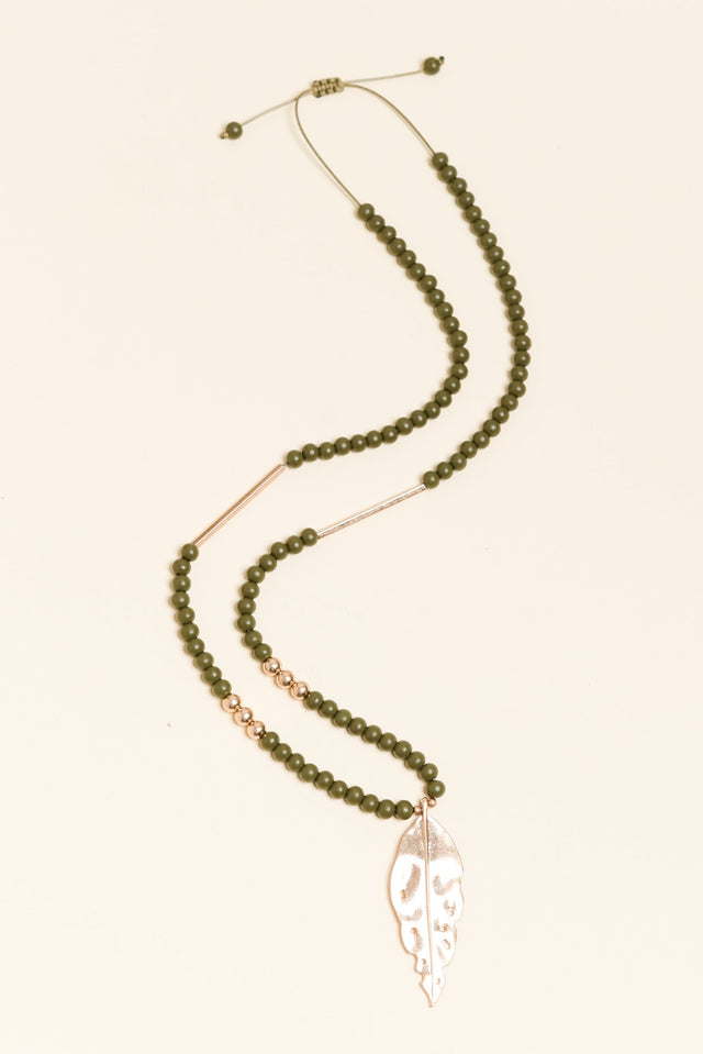 Fidan Green Leaf Pendant Necklace image 1