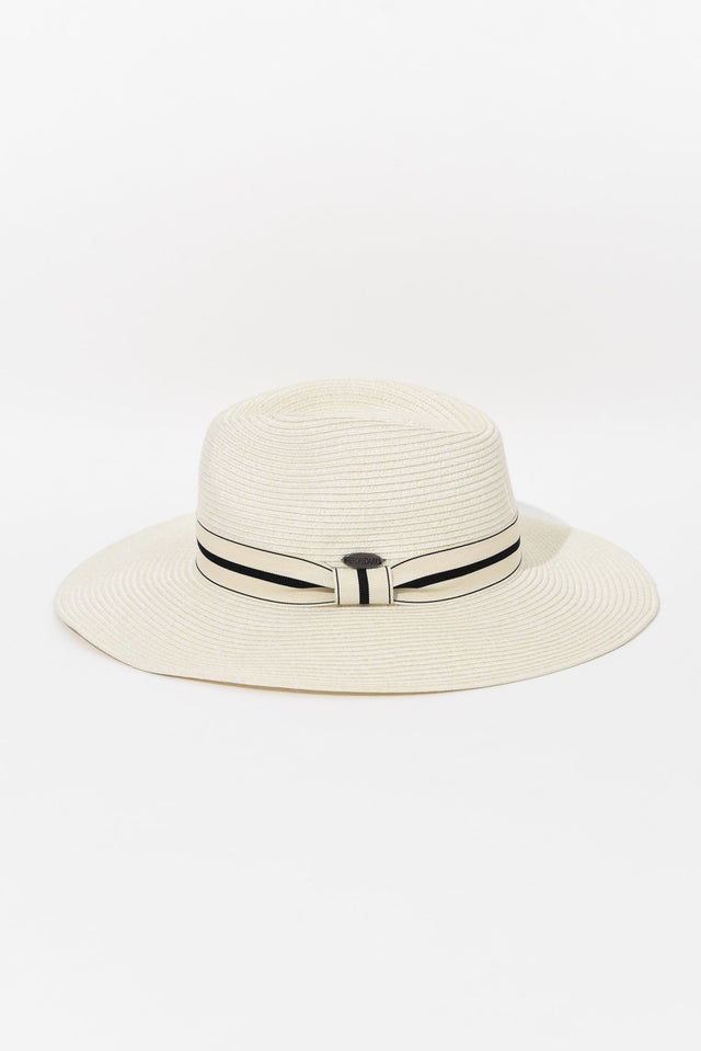 Fiona Ivory Stripe Wide Brim Travel Fedora