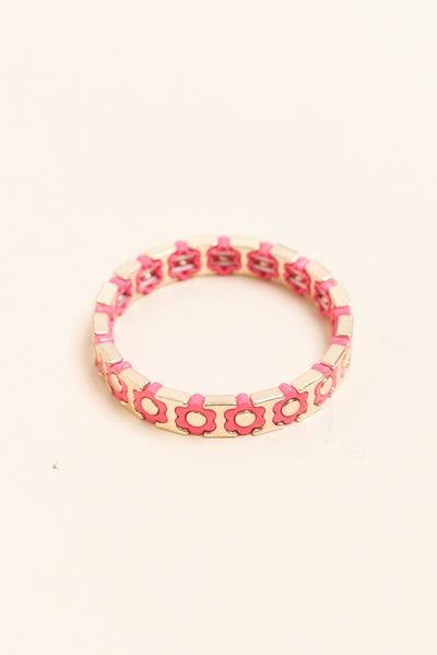Flora Pink Daisy Beaded Bracelet