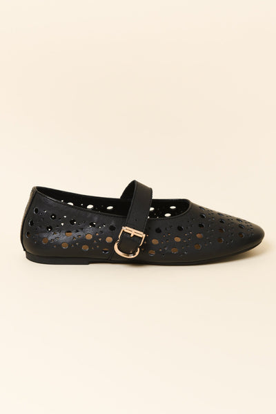 Fruity Black Leather Ballet Flat