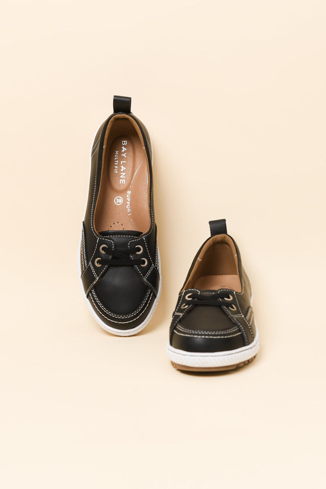 Garland Black Leather Loafer Sneaker