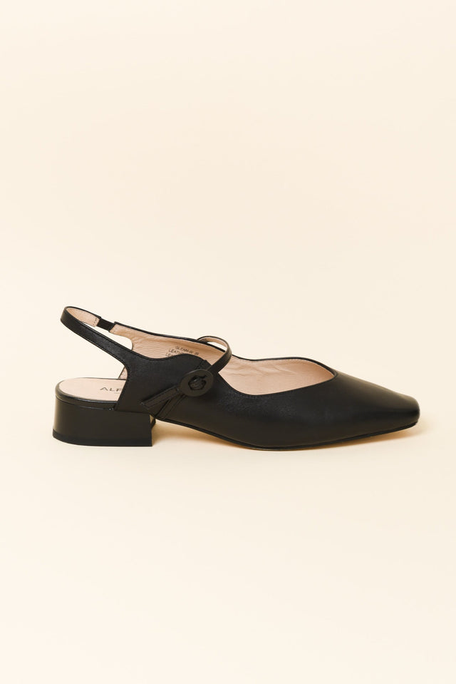 Gleam Black Leather Slingback Shoe