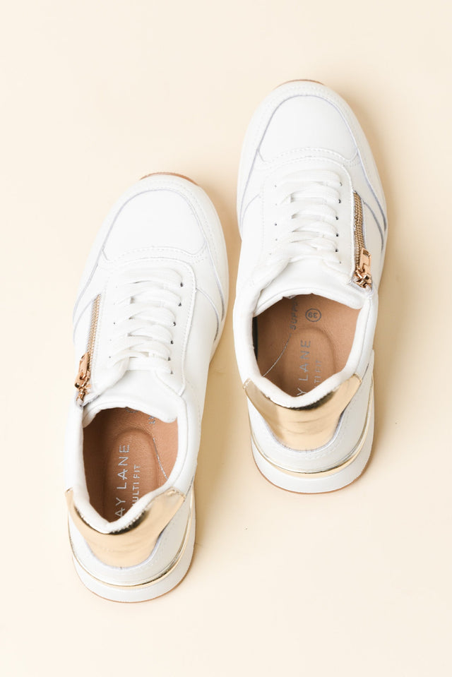 Glebe White Contrast Leather Zip Sneaker image 5