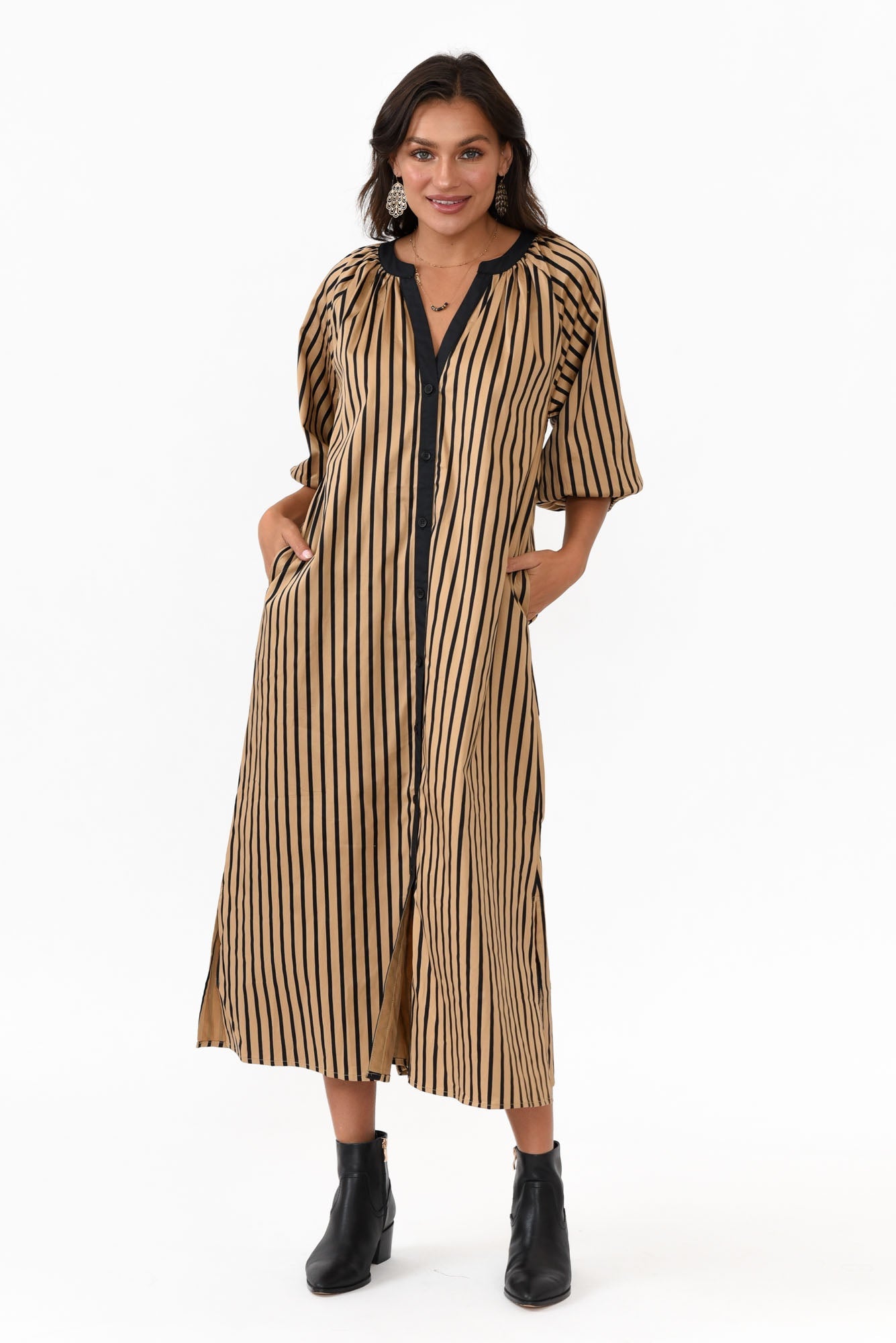 low cut plunging neckline dress Fiona | RED Plunge-Neck Split Midi Dress
