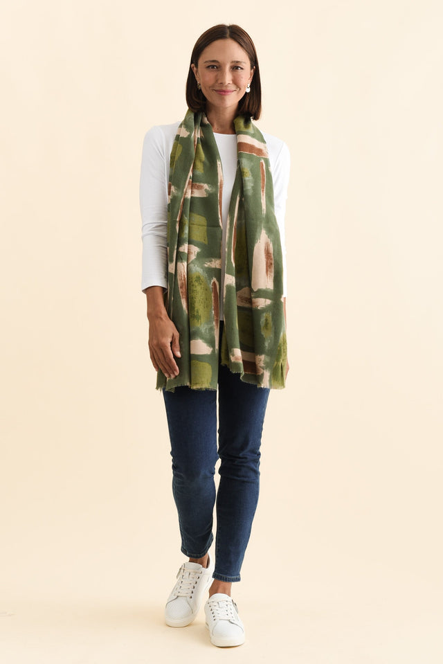 Gutha Green Abstract Scarf
