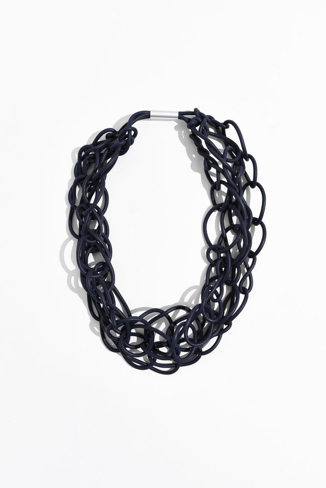 Haisley Navy Rubber Link Necklace