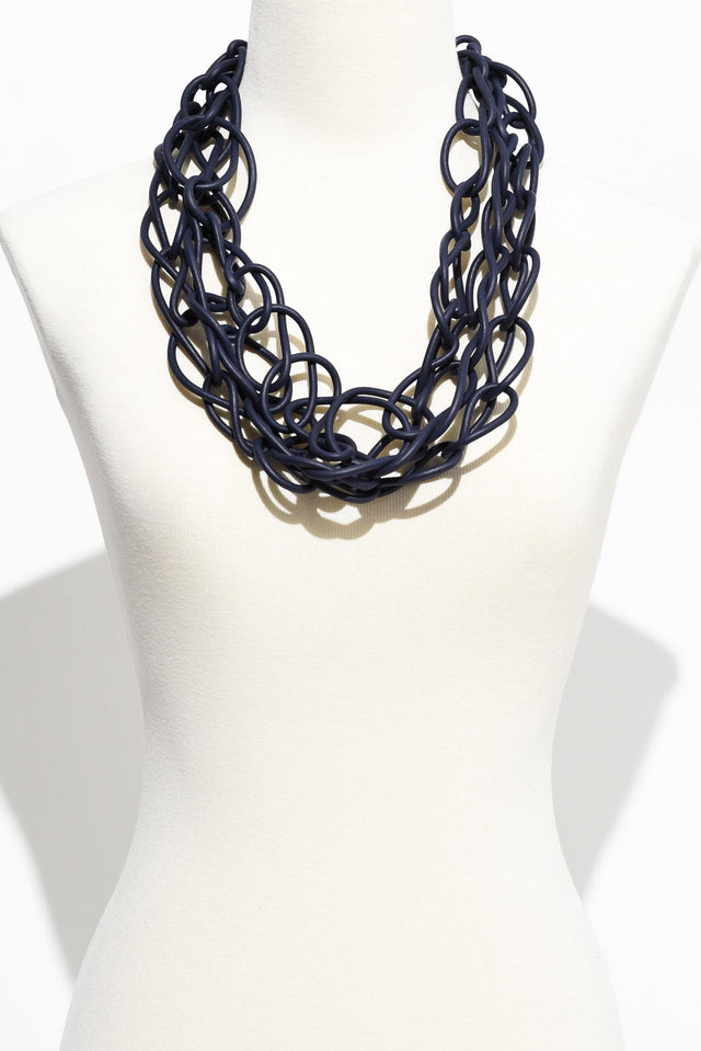 Haisley Navy Rubber Link Necklace