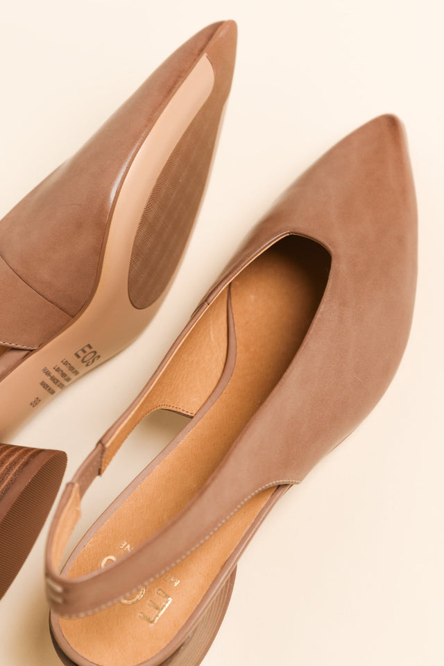 Hatti Taupe Leather Slingback Heel image 3