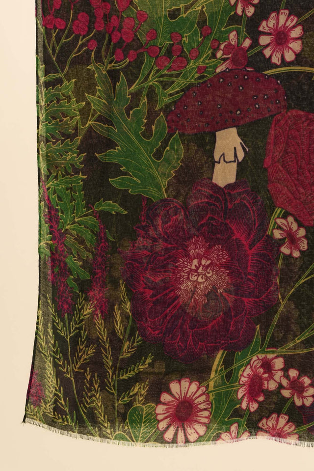 Hazlett Dark Green Floral Scarf image 3