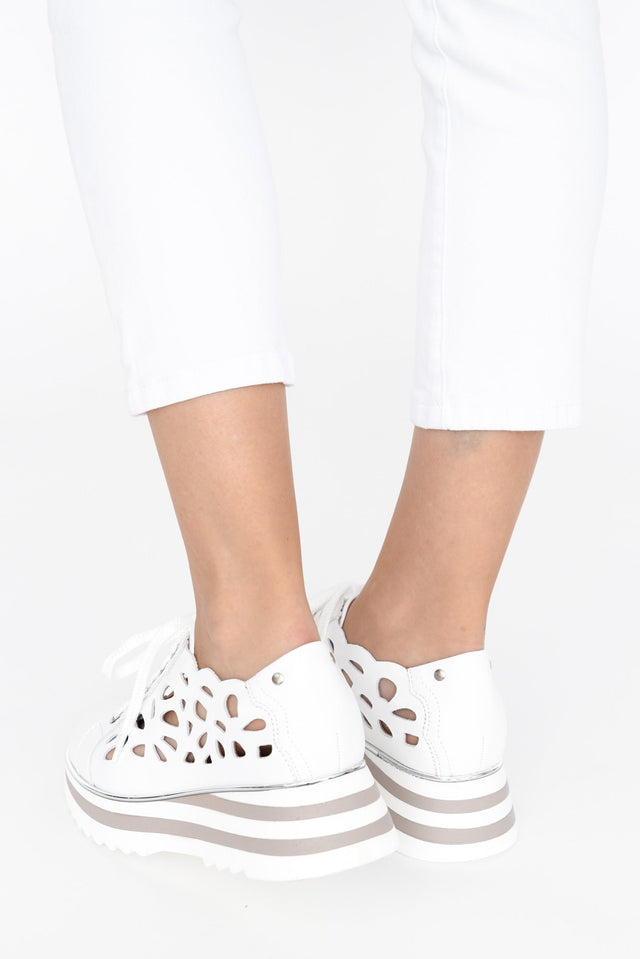 Holiday White Leather Platform Sneaker image 9