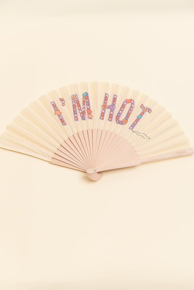 I'm Hot Purple Beaded Hand Fan