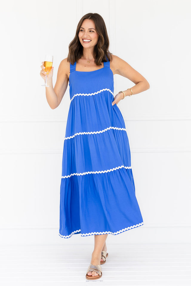 Josie Cobalt Contrast Tier Dress