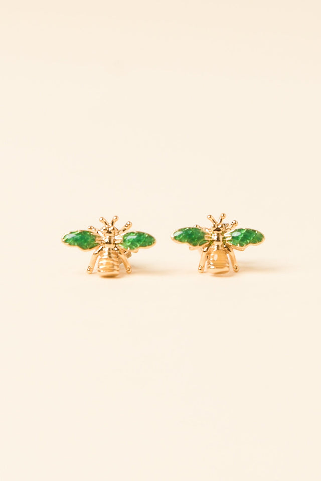 Kaylin Emerald Bee Stud Earrings