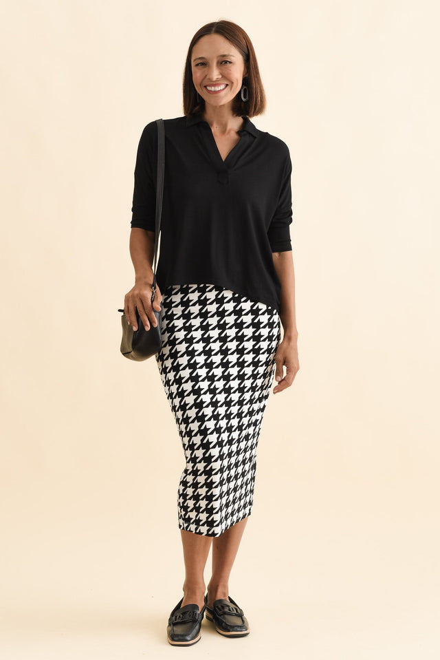 Black Houndstooth Bamboo Maxi Tube Skirt banner image